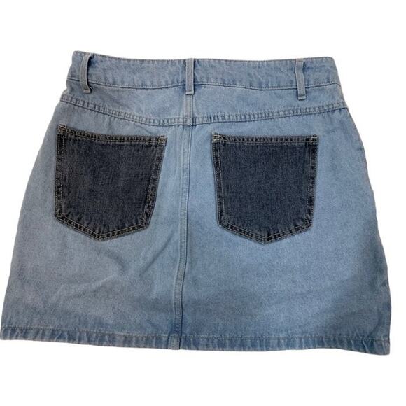 Wild Fable Women's size 8 Jean Mini Skirt Color Block Blue Denim - Picture 2 of 4